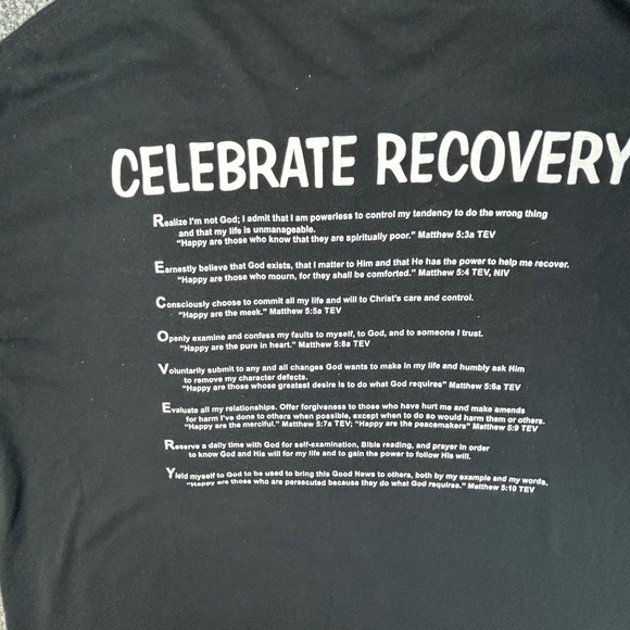 Jerzees Celebrate Recovery CR Crown of Thorns Black Graphic T-Shirt Mens Large - Picture 6 of 7